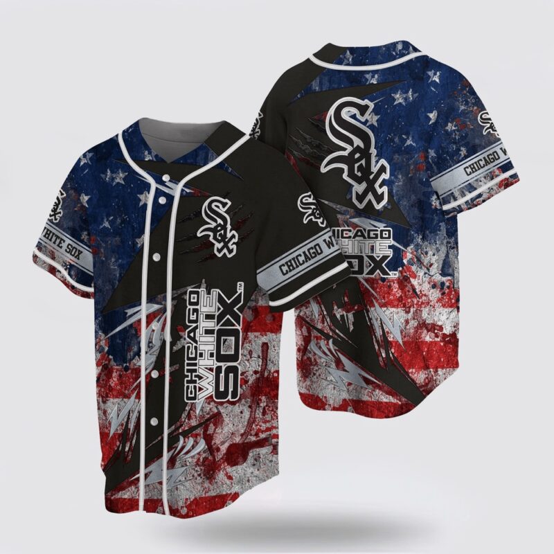 MLB Chicago White Sox Baseball Jersey With US Flag For Fans Jersey