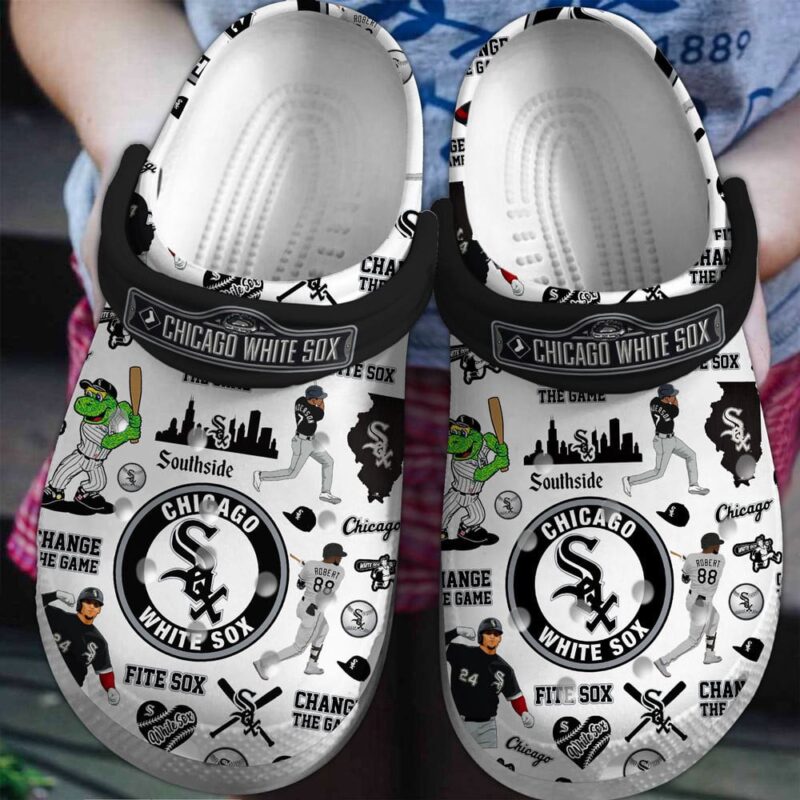 MLB Chicago White Sox Crocs Clogs Crocband Shoes Comfortable For Men Women and Kids For Fan MLB