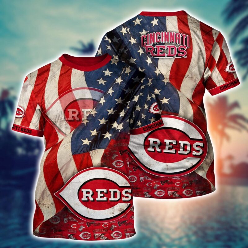 MLB Cincinnati Reds 3D T-Shirt Blossom Bliss Fusion For Fans Sports