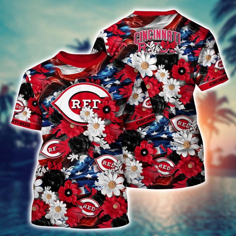MLB Cincinnati Reds 3D T-Shirt Tropical Tranquility Bloom For Fans Sports