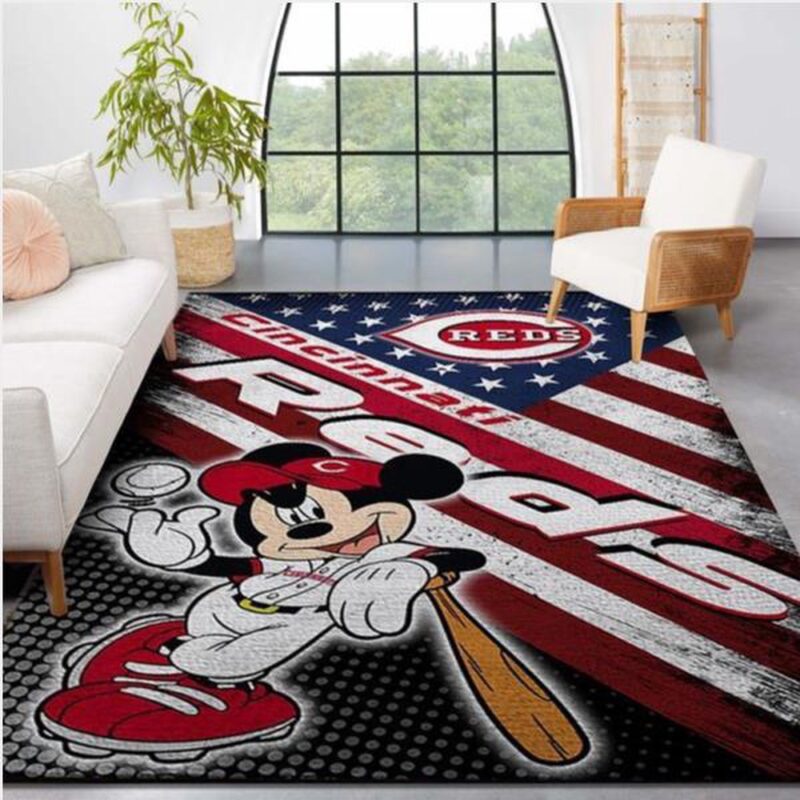 MLB Cincinnati Reds Area Rug Logo Mickey Us Style Nice Gift Home Decor