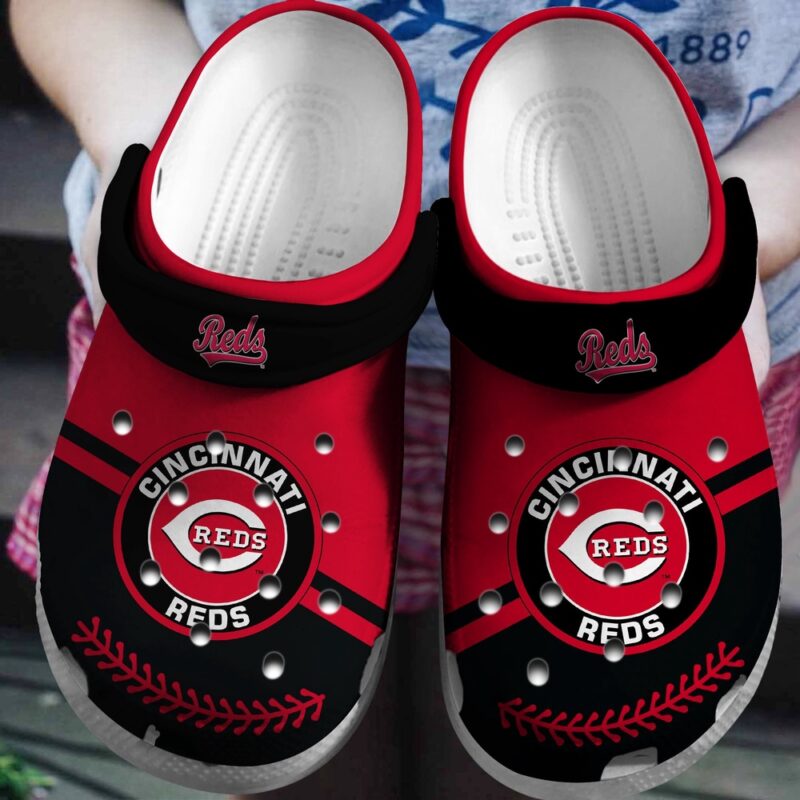 MLB Cincinnati Reds Crocs Clog Shoes Red – Black For Fan Baseball