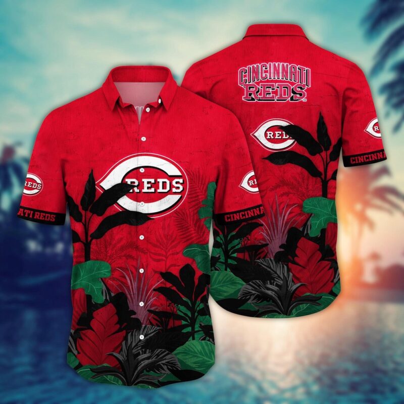 MLB Cincinnati Reds Hawaiian Shirt Flower Tropical Trees Pattern For Fans
