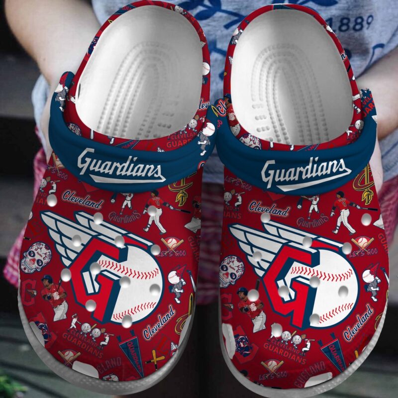 MLB Cleveland Guardians Crocs Crocband Clogs Shoes Comfortable For Men Women and Kids For Fan MLB