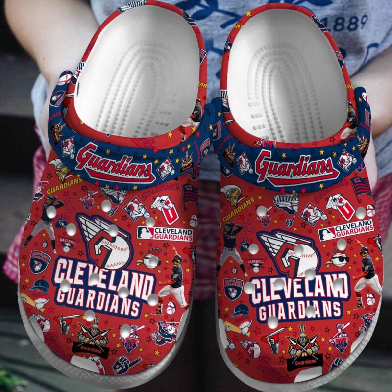 MLB Cleveland Guardians Crocs Crocband Clogs Shoes For Men Women and Kids For Fan MLB