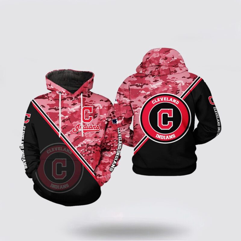 MLB Cleveland Indians 3D Hoodie Camo Team Gift For Fan MLB