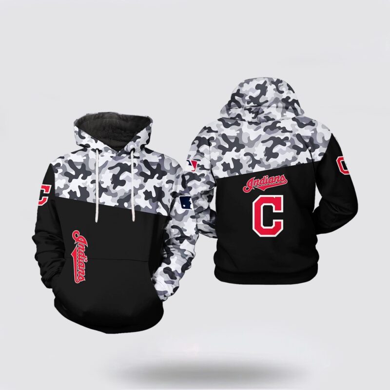 MLB Cleveland Indians 3D Hoodie Camo Veteran Gift For Fan MLB