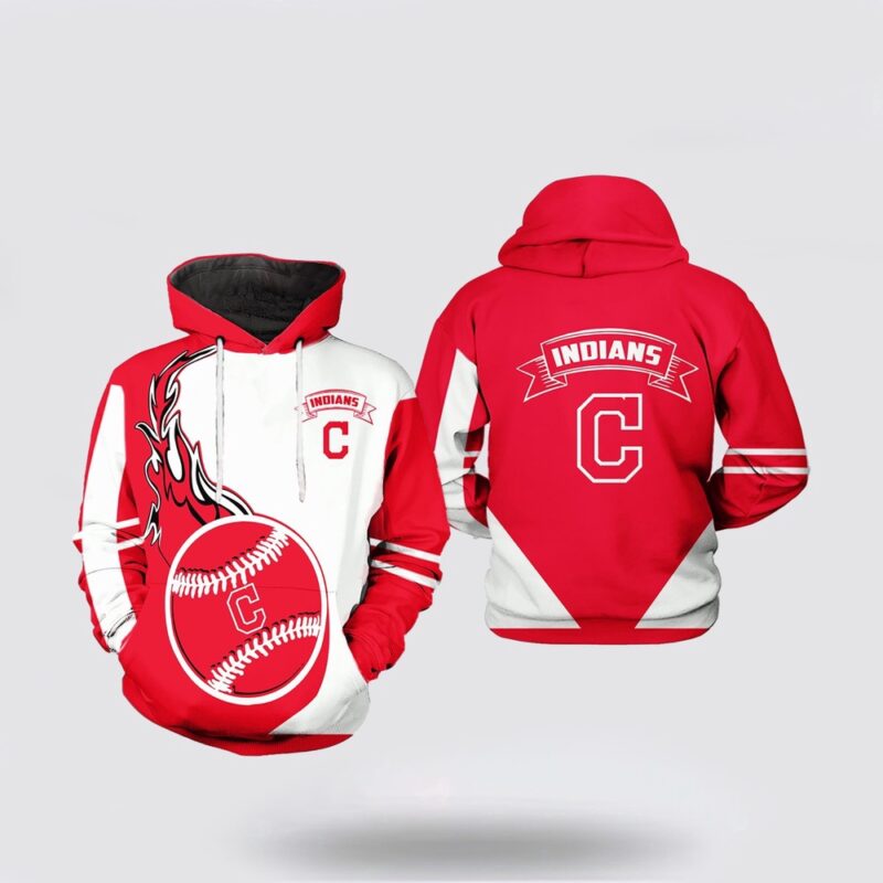 MLB Cleveland Indians 3D Hoodie Classic For Fan MLB