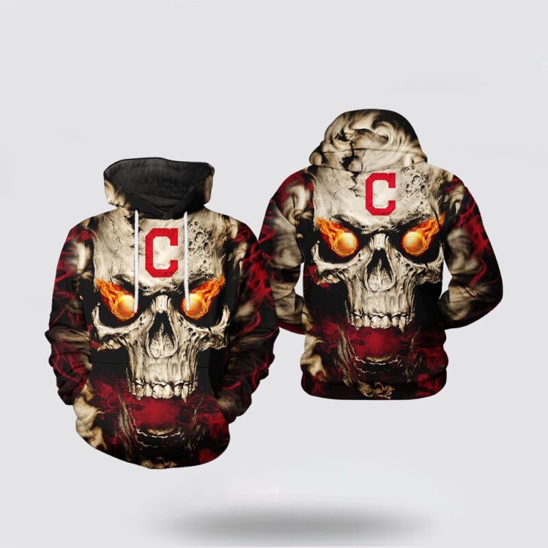 MLB Cleveland Indians 3D Hoodie Skull For Fans MLB