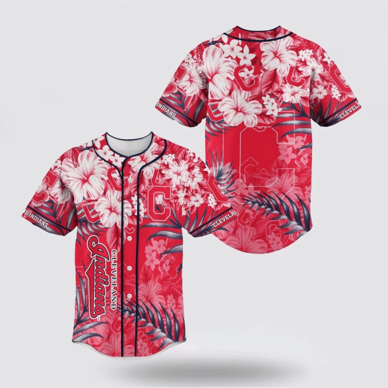 MLB Cleveland Indians Baseball Jersey With Flower Design For Fans Jersey
