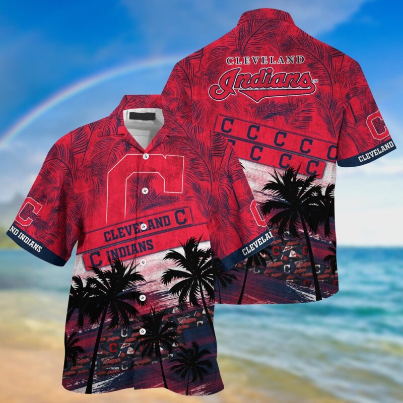 MLB Cleveland Indians Hawaiian Shirt Palm Tree Pattern For Fans Sports