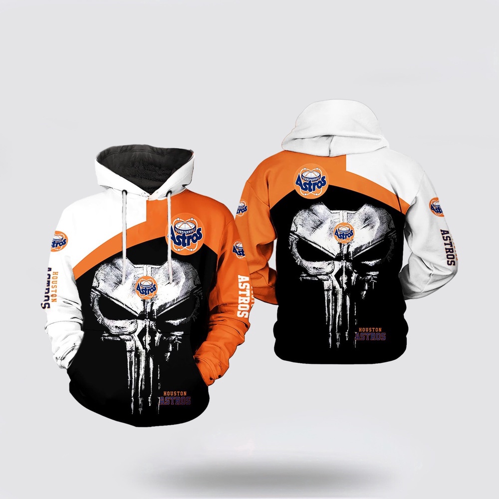 MLB Houston Astros 3D Hoodie Skull Punisher For Fans MLB