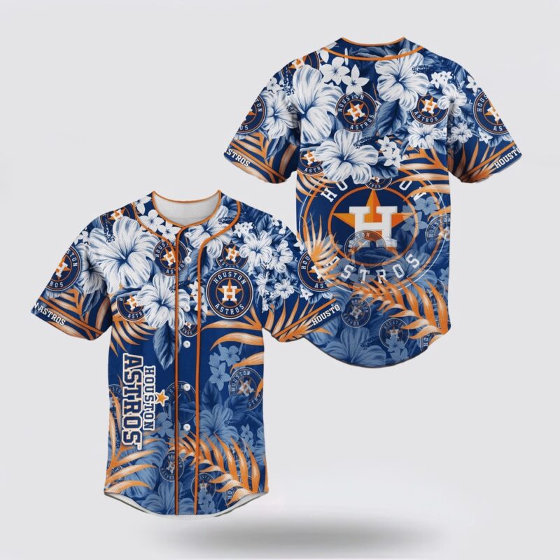 MLB Houston Astros Baseball Jersey With Flower Pattern For Fans Jersey