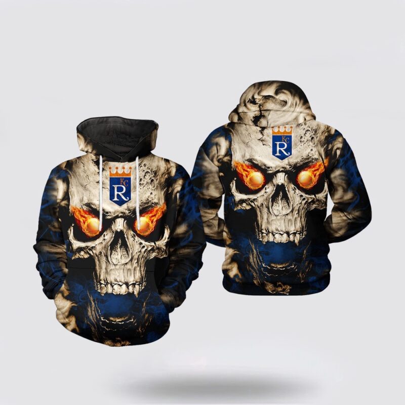 MLB Kansas City Royals 3D Hoodie Skull For Fans MLB