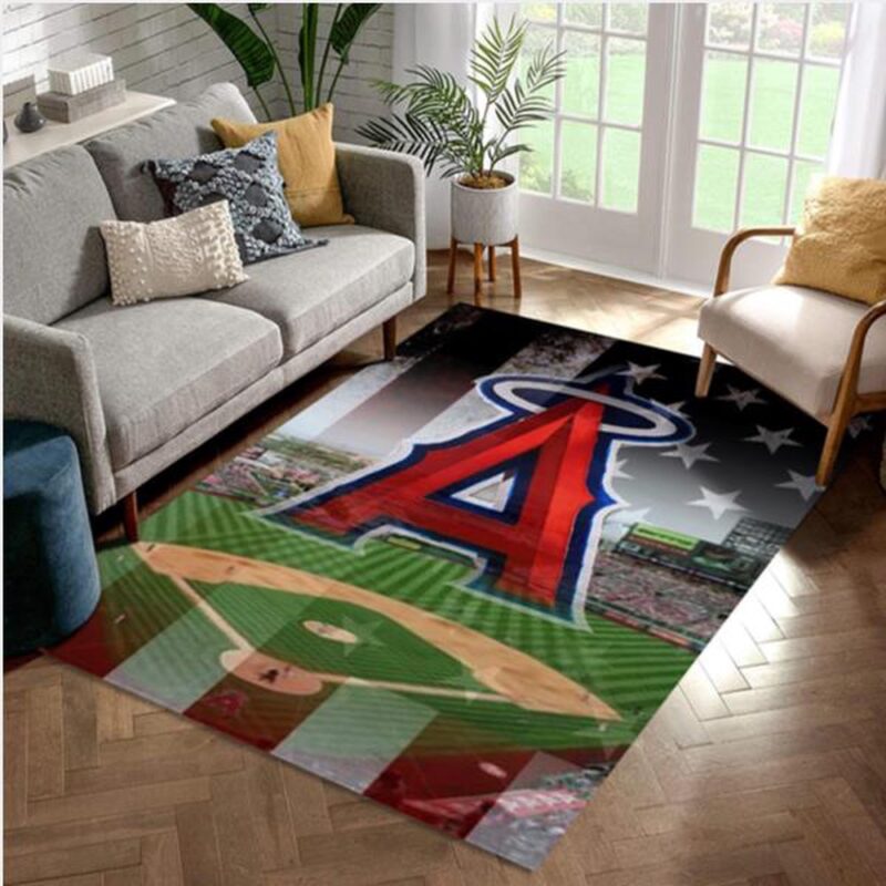 MLB Los Angeles Angels Club Logo Area Rug Bedroom Rug Home US Decor