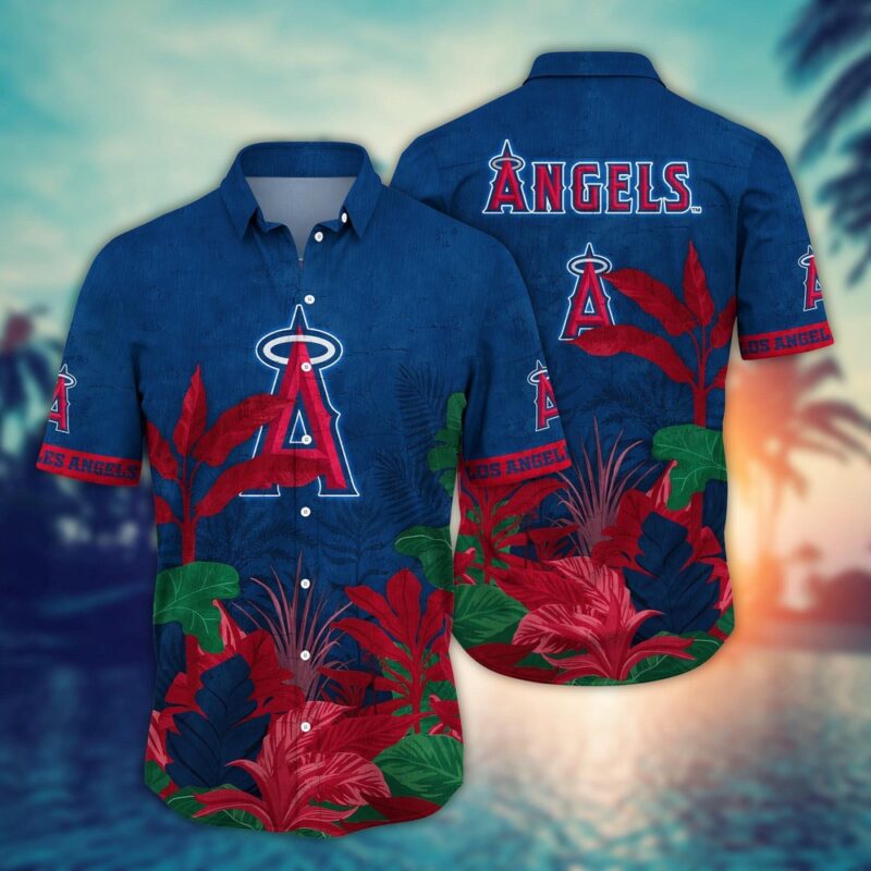 MLB Los Angeles Angels Hawaiian Shirt Flower Tropical Trees Pattern For Fans