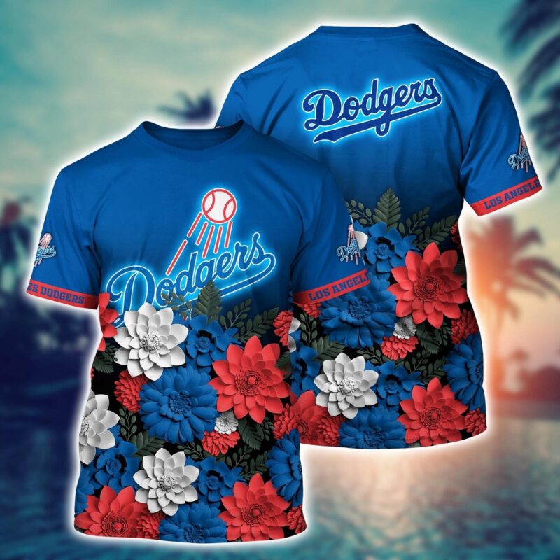 MLB Los Angeles Dodgers 3D T-Shirt Floral Vibes For Fans Sports