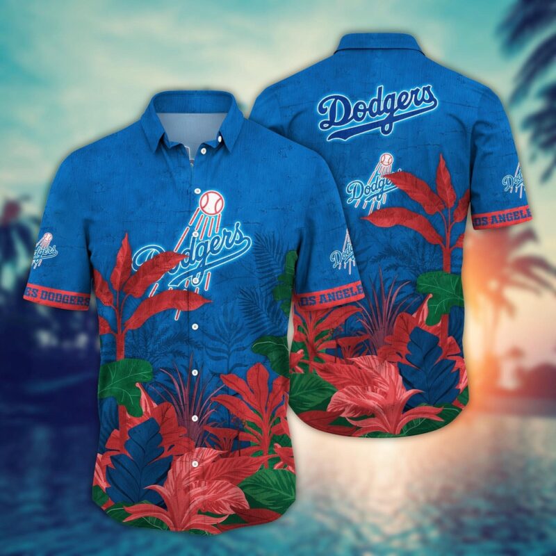 MLB Los Angeles Dodgers Hawaiian Shirt Flower Tropical Trees Pattern For Fans