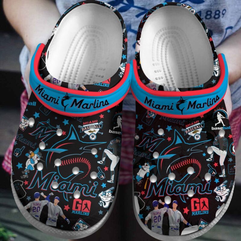 MLB Miami Marlins Crocs Crocband Clogs Shoes For Men Women and Kids For Fan MLB