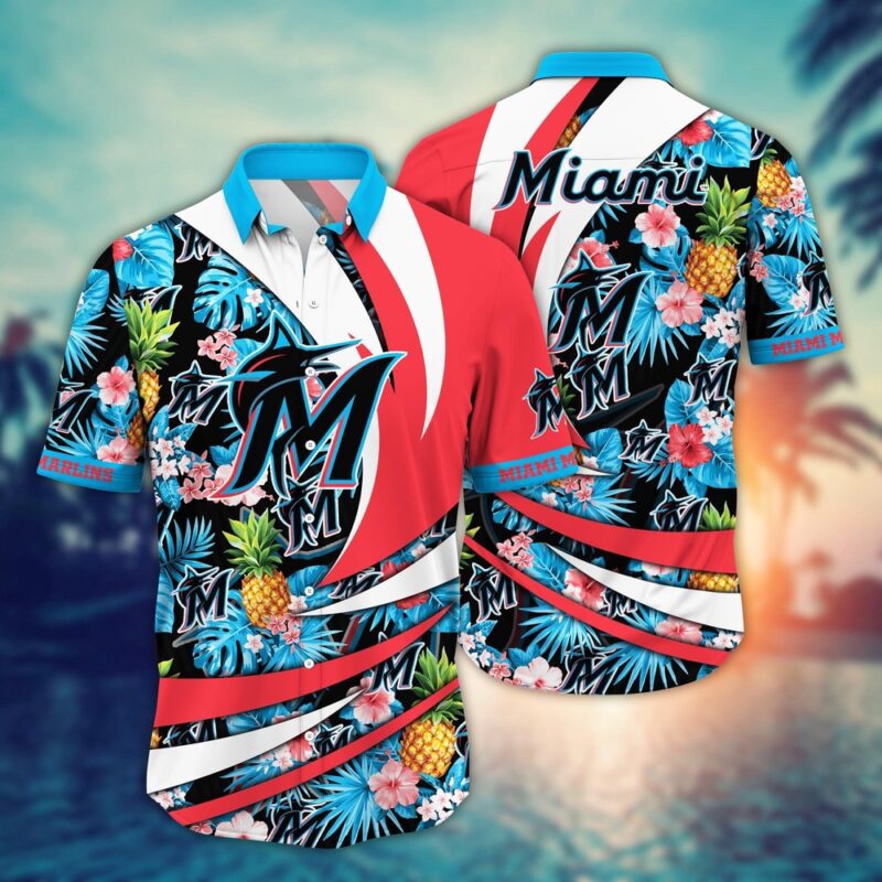 MLB Miami Marlins Hawaiian Shirt Flower Bloom In Glory For Fans