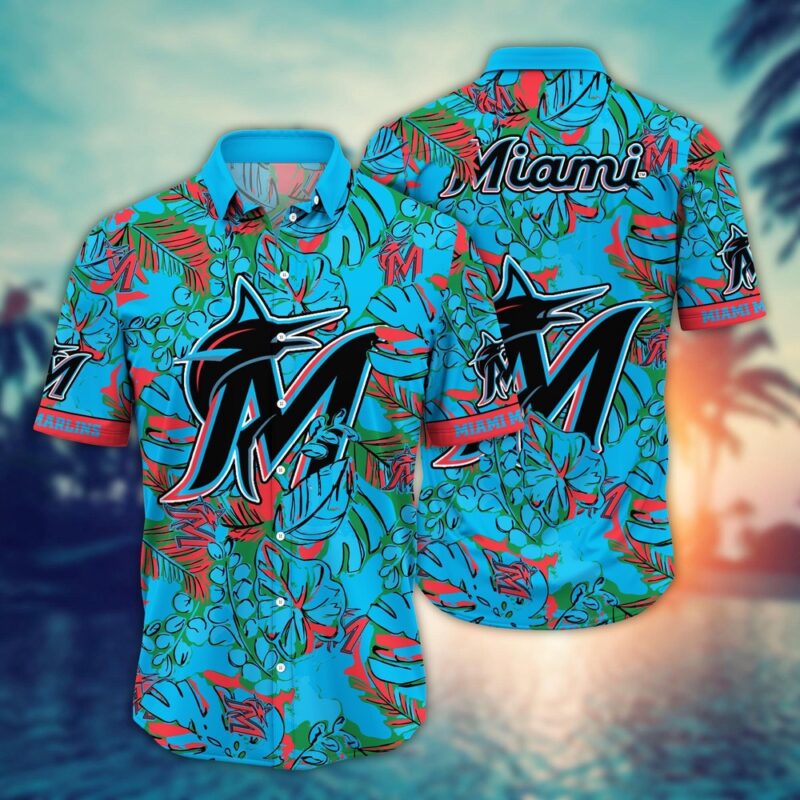 MLB Miami Marlins Hawaiian Shirt Flower Palm Tree Paradise For Fans