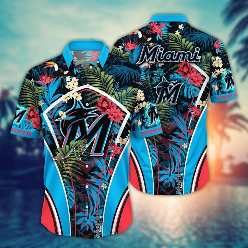 MLB Miami Marlins Hawaiian Shirt Flower Strike A Style Pose For Fans