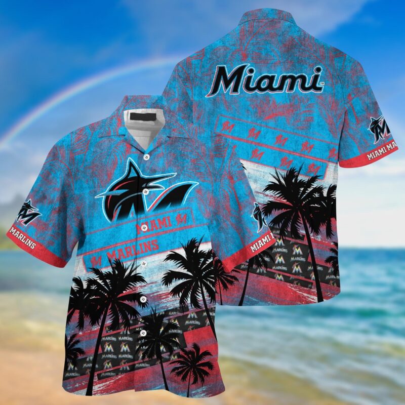 MLB Miami Marlins Hawaiian Shirt Palm Tree Pattern For Fans Sports