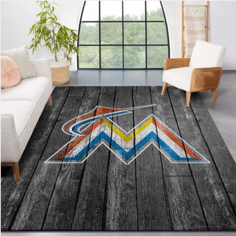 MLB Miami Marlins Logo Grey Wooden Style Style Nice Gift Home Decor