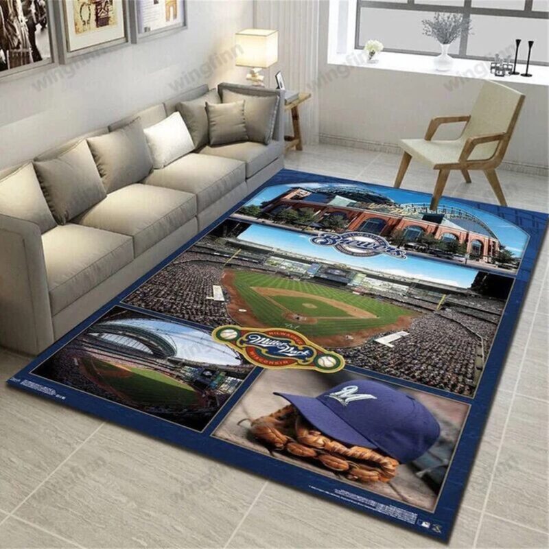 MLB Milwaukee Brewers 11 Area Rug Living Room Rug Home Decor Carpet – Custom Size And Printing