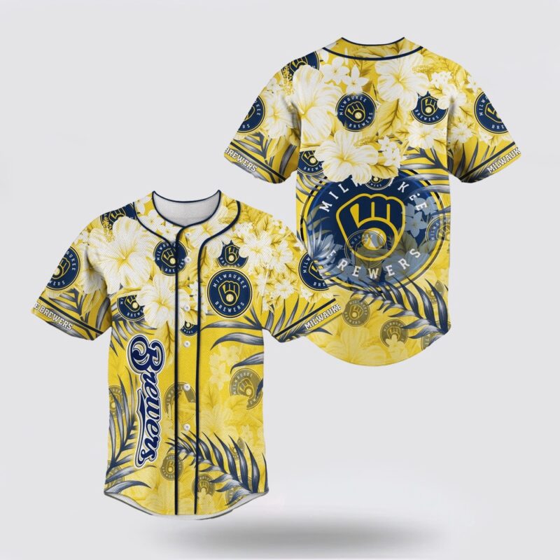 MLB Milwaukee Brewers Baseball Jersey With Flower For Fans Jersey