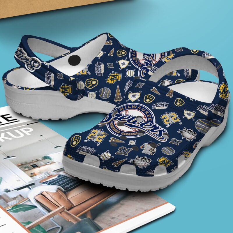 MLB Milwaukee Brewers Crocs Crocband Clogs Shoes Comfortable For Men Women and Kids For Fan MLB
