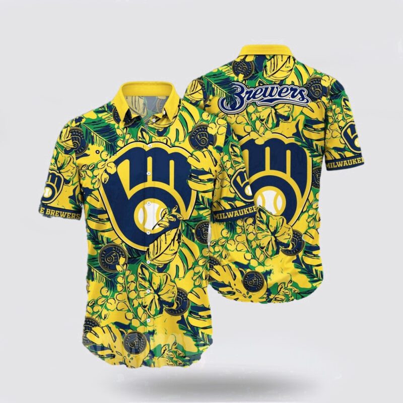 MLB Milwaukee Brewers Hawaiian Shirt Set Your Spirit Free With The Breezy For Fans