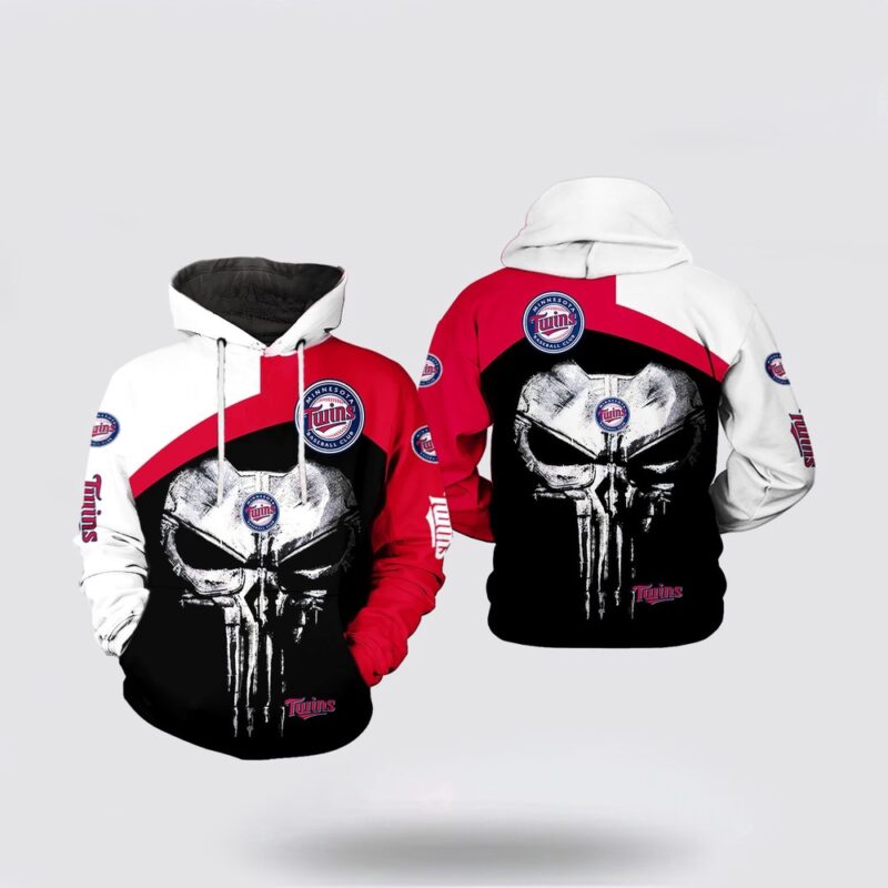 MLB Minnesota Twins 3D Hoodie Skull Punisher For Fans MLB