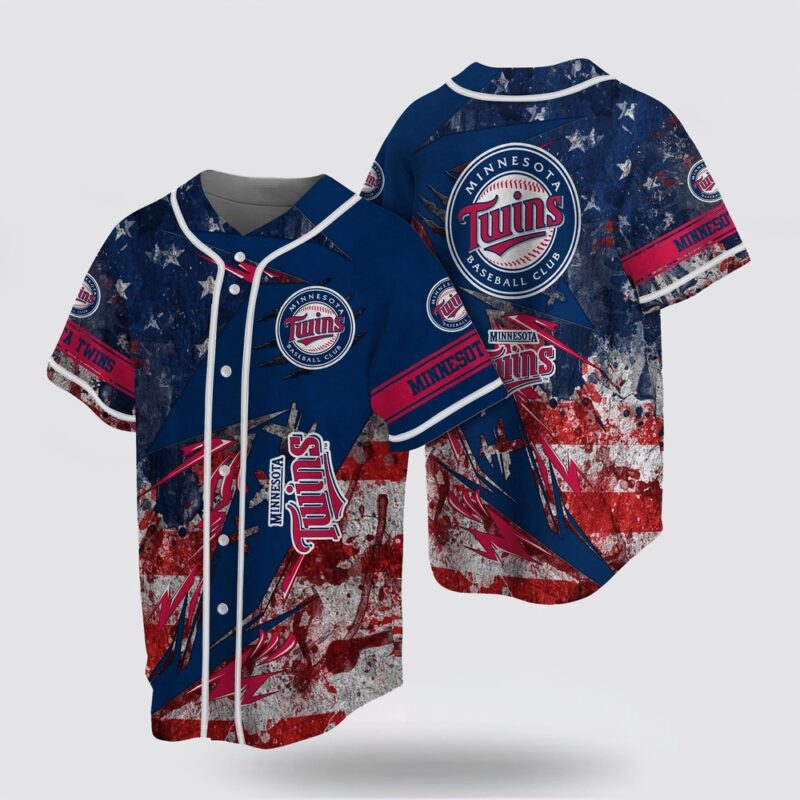 MLB Minnesota Twins Baseball Jersey With US Flag Design For Fans Jersey