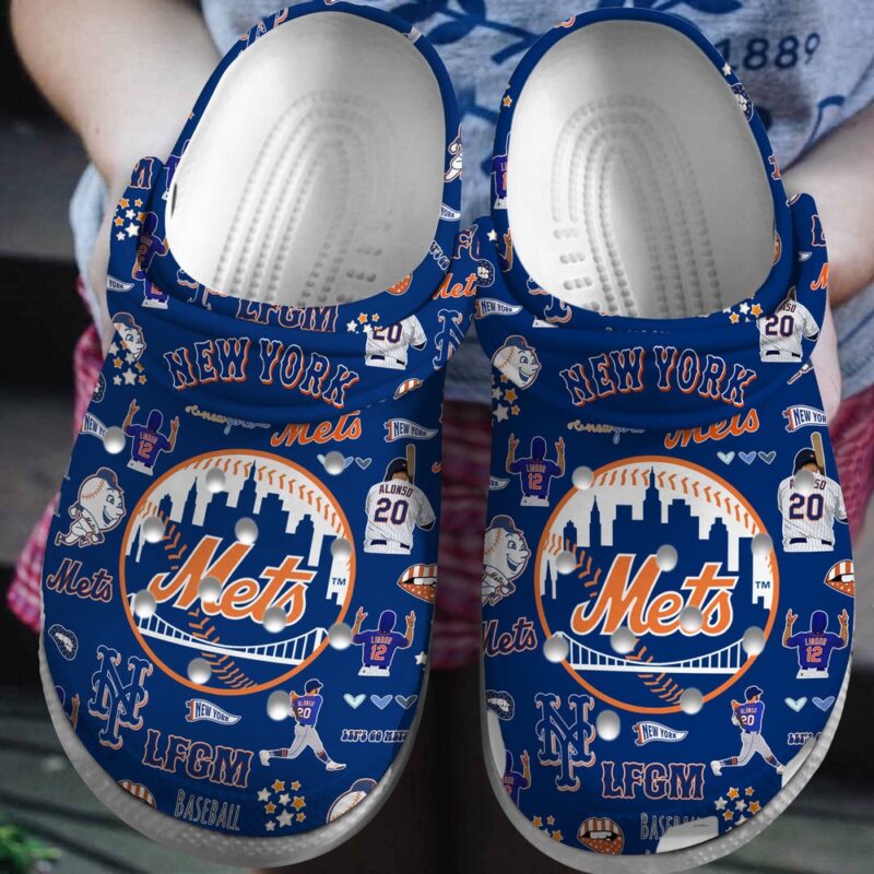 MLB New York Mets Crocs Crocband Clogs Shoes Comfortable For Men Women and Kids For Fan MLB