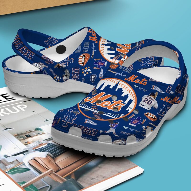MLB New York Mets Crocs Crocband Clogs Shoes Comfortable For Men Women and Kids For Fan MLB