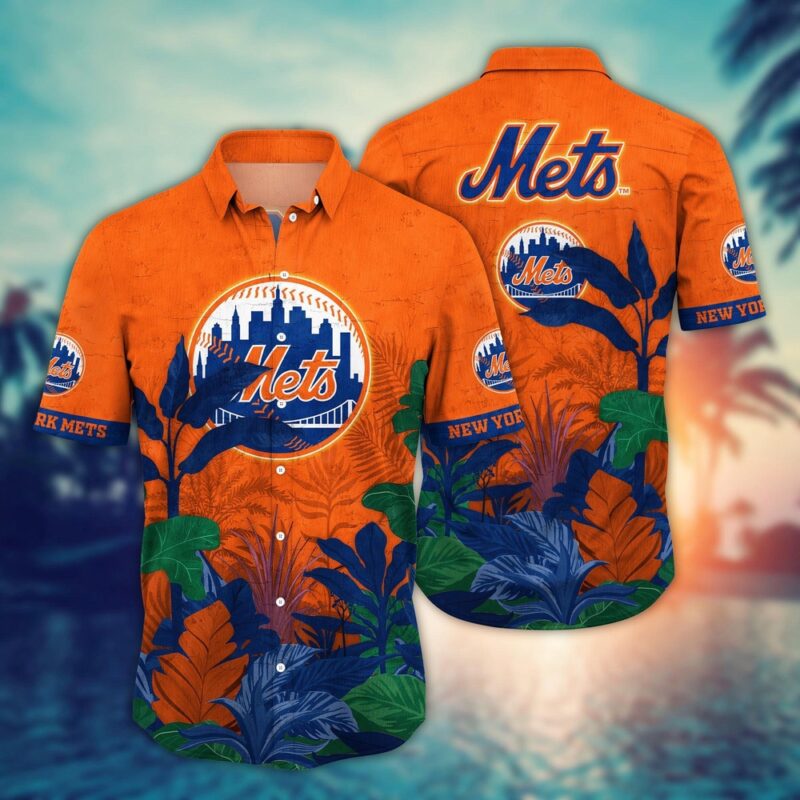 MLB New York Mets Hawaiian Shirt Flower Tropical Trees Pattern For Fans