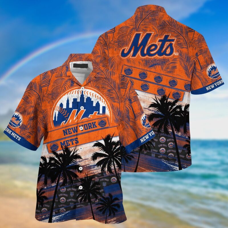 MLB New York Mets Hawaiian Shirt Palm Tree Pattern For Fans Sports