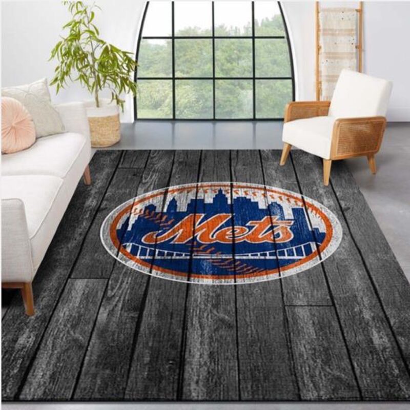 MLB New York Mets Logo Grey Wooden Style Style Nice Gift Home Decor