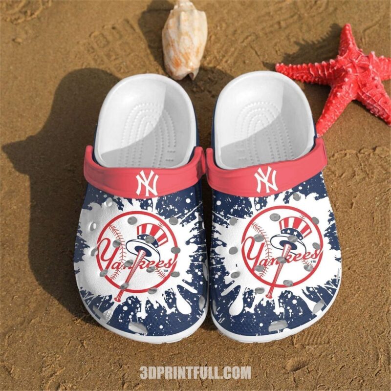 MLB New York Yankees Crocs Clog White Navy For Fan Baseball