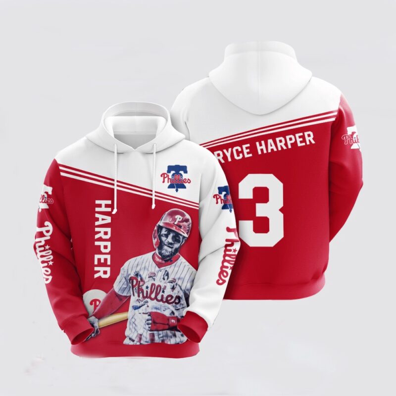 MLB Philadelphia Phillies 3D Hoodie Bryce Harper For Fan MLB
