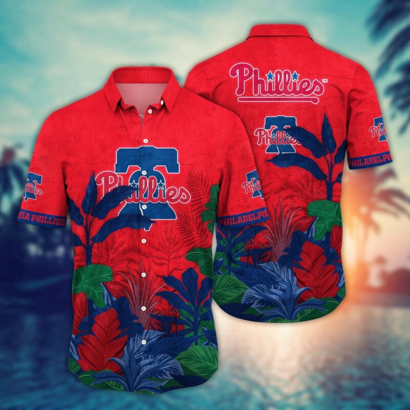 MLB Philadelphia Phillies Hawaiian Shirt Flower Tropical Trees Pattern For Fans