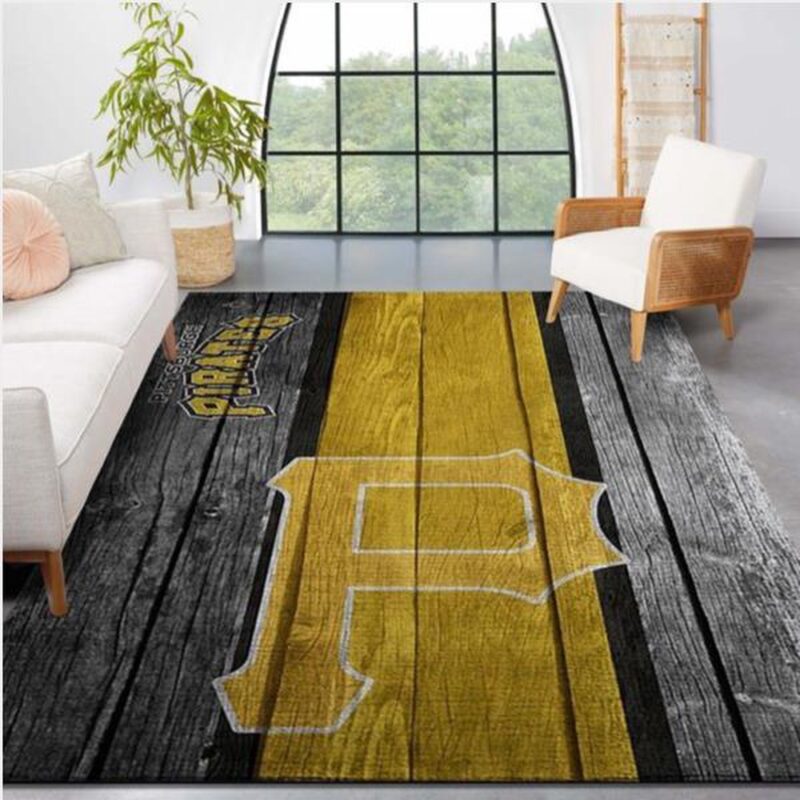MLB Pittsburgh Pirates Area Rug Logo Wooden Style Style Nice Gift Home Decor