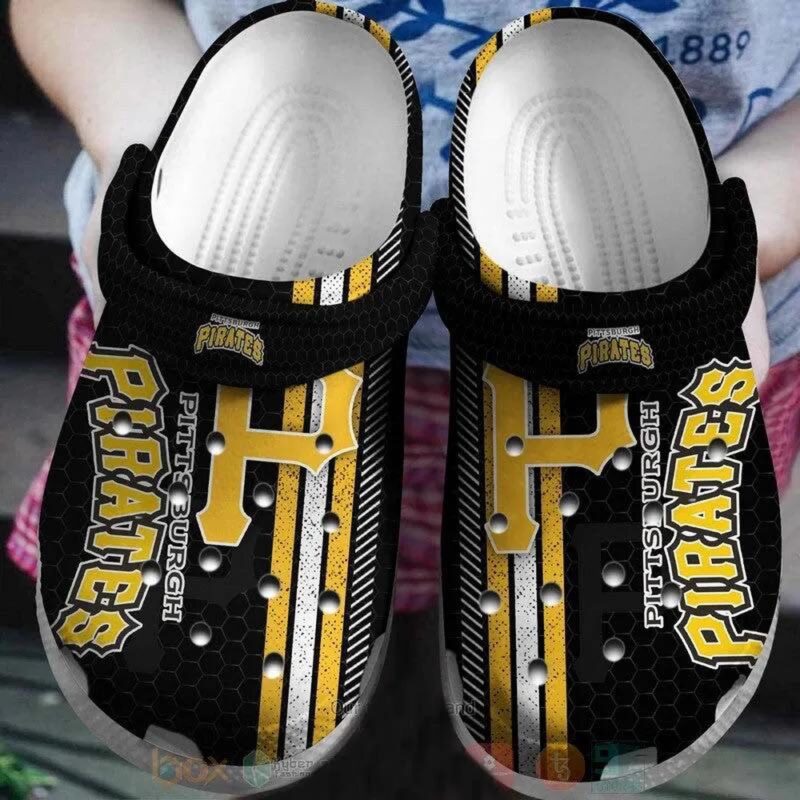 MLB Pittsburgh Pirates Black Yellow MLB Crocs Clog Shoes For Fan MLB