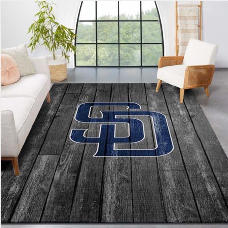 MLB San Diego Padres Area Rug Logo Grey Wooden Style Style Nice Gift Home Decor