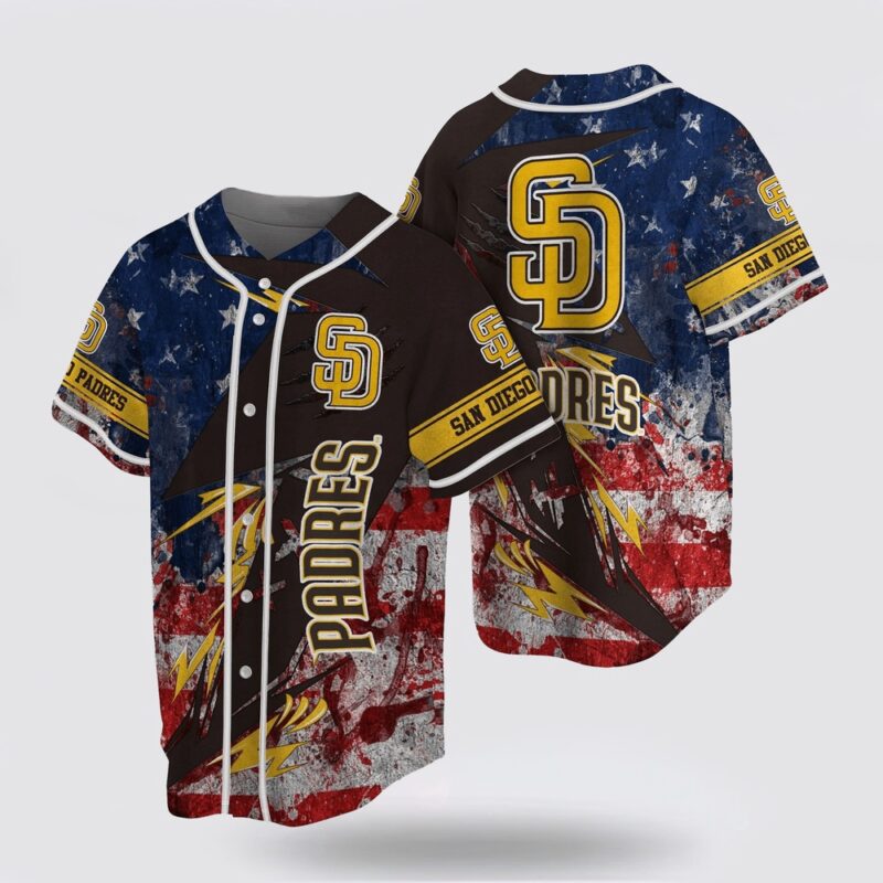 MLB San Diego Padres Baseball Jersey With US Flag For Fans Jersey
