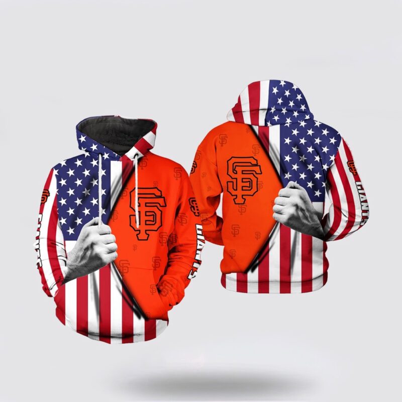 MLB San Francisco Giants 3D Hoodie US Flag For Fan MLB