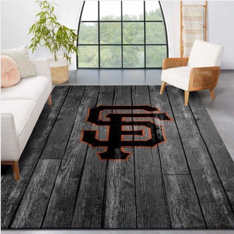 MLB San Francisco Giants Area Rug Logo Grey Wooden Style Style Nice Gift Home Decor