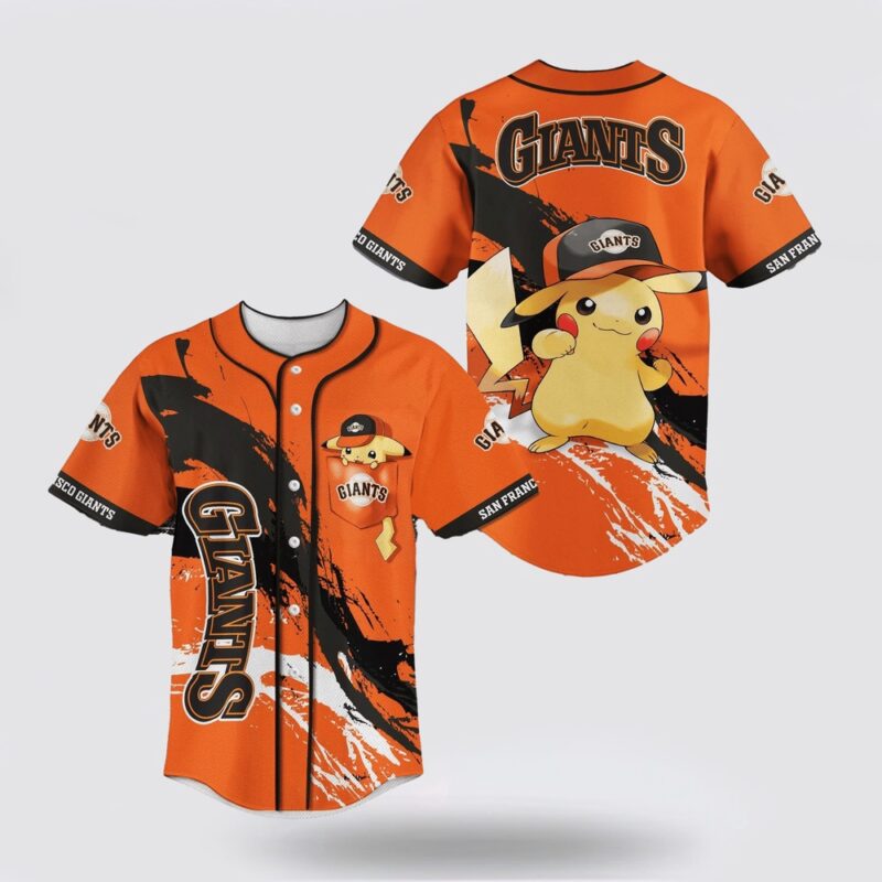 MLB San Francisco Giants Baseball Jersey Pikachu Pokemon For Fans Jersey
