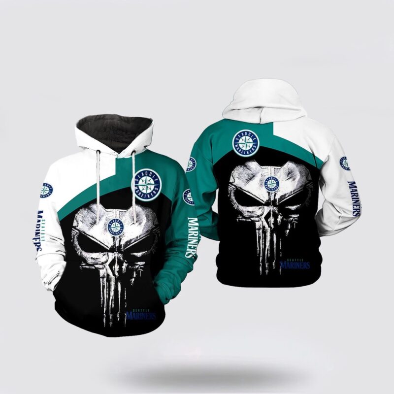 MLB Seattle Mariners 3D Hoodie Skull Punisher For Fans MLB
